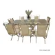 Juego de comedor Gold de acero inoxidable con mesa de vidrio templado de 8 sillas