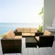 Mueble de Terraza 3-2-1 de Ratán con Mesa de Centro, Resistente al Exterior