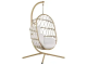 Silla colgante de ratán sintético con soporte metálico y cojines decorativos