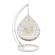 Silla Colgante de Ratán Sintético Blanco con Soporte Metálico y Cojines