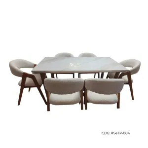 Mesa De Comedor ‘Marfil’ De Marmol de 6 sillas