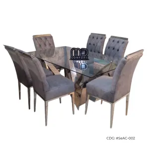 MESA DE COMEDOR VICENZA DE 6 SILLAS ACERO INOX