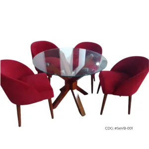 Comedor Circular Verona peque&ntilde;o 4 sillas Rojo Vivo