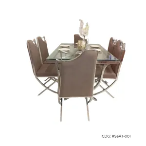 juego de comedor con base de acero inoxidable brillante