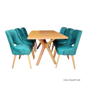 Juego de comedor de Madera Semt color Esmeralda 6 sillas