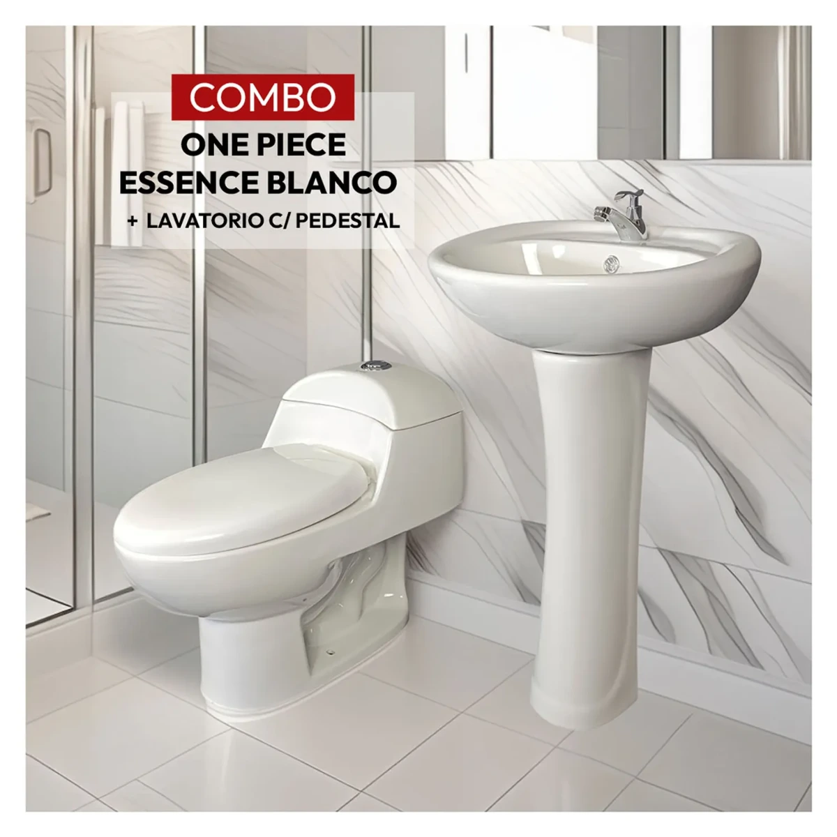 Combo inodoro one piece essence blanco